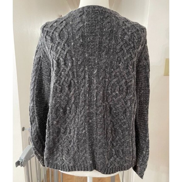 EUC Vintage Croft & Barrow Gray Cable Knit Cardigan Sweater XL Wool Silk Blend - Picture 2 of 5